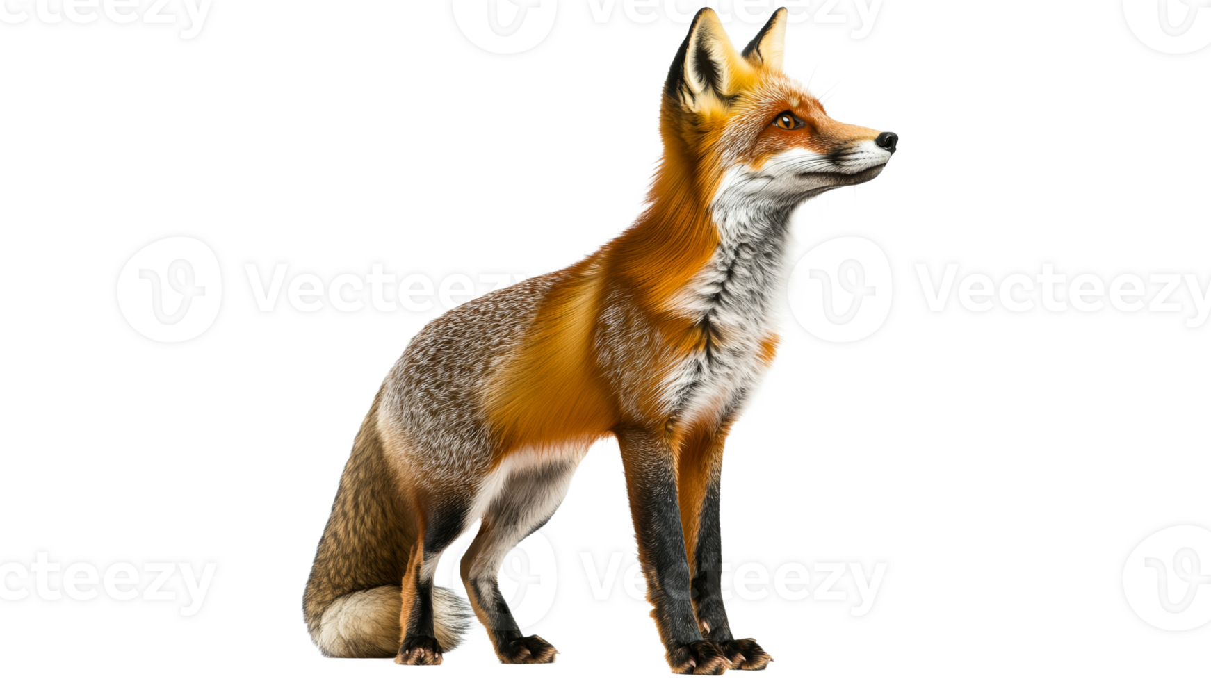 Realistic artwork of a red fox in a standing pose png