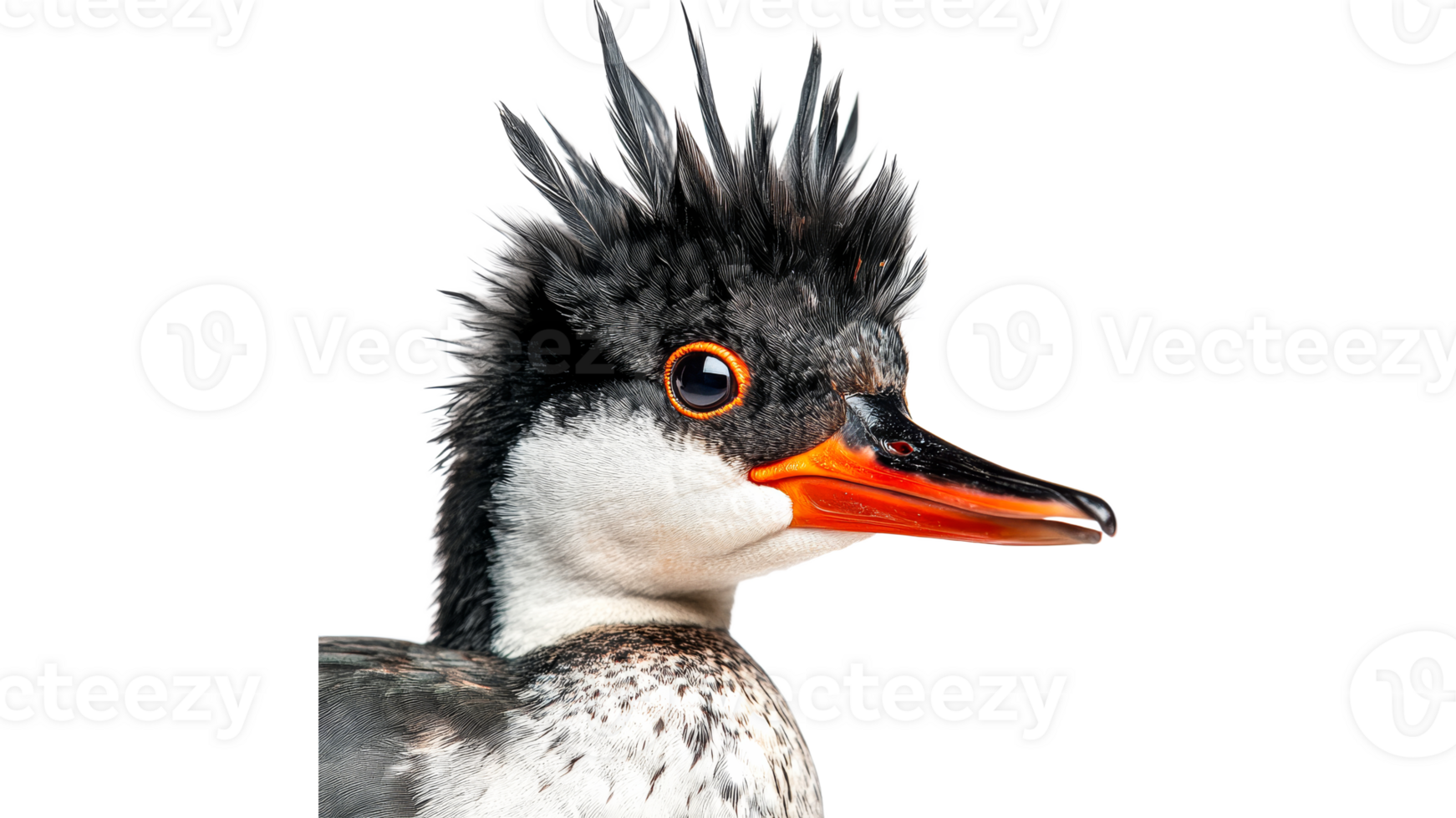 Unique duck with striking crown of feathers png