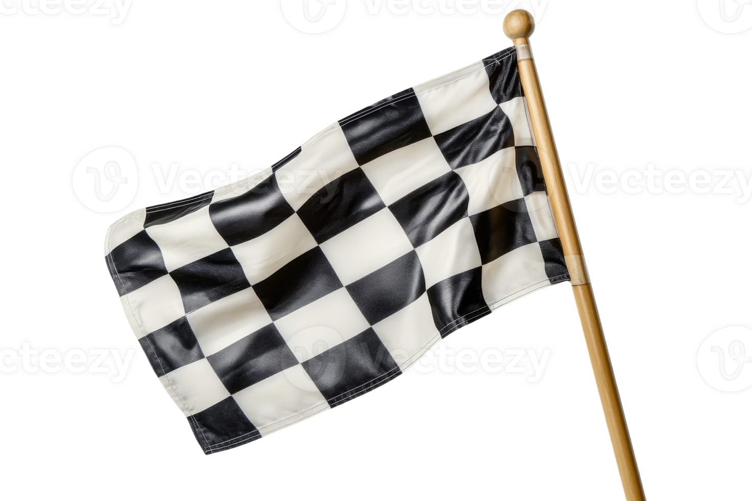 A checkered flag flutters proudly on a wooden pole png