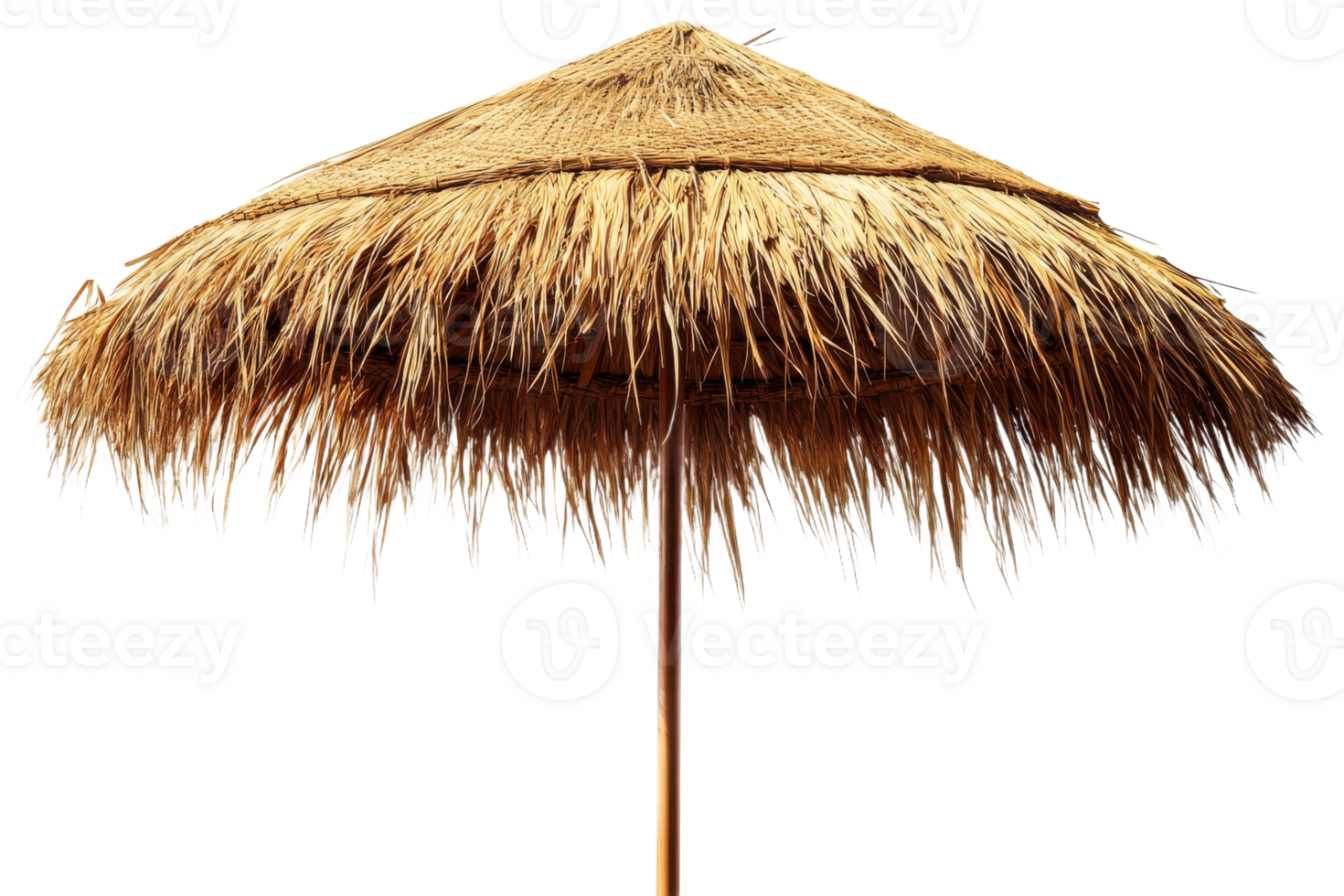 Thatched umbrella provides shade at tropical beach png