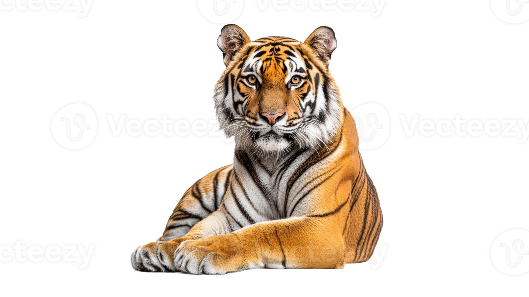 Tiger resting gracefully in nature png
