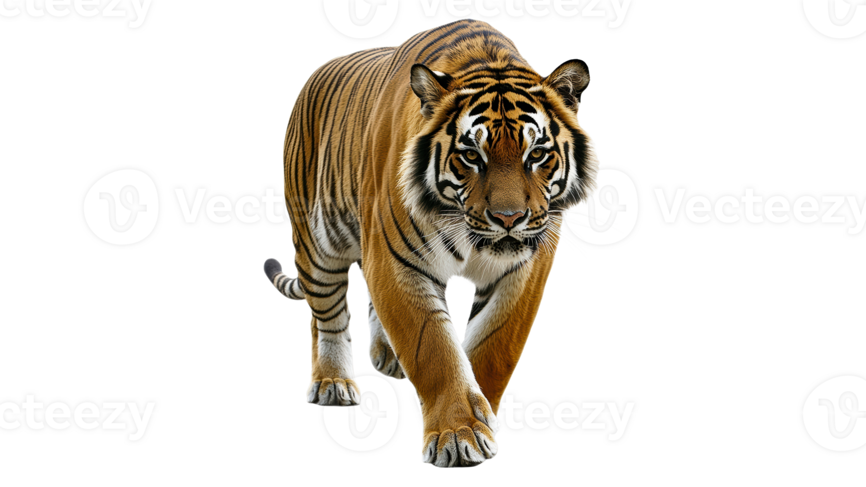Tiger strides gracefully in the wild png