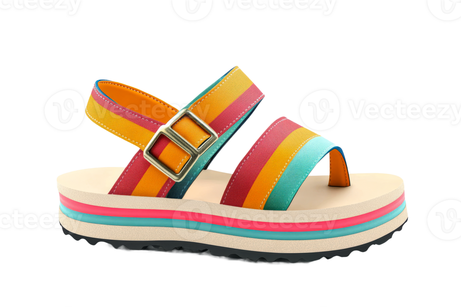 Stylish multicolored platform sandals for summer png
