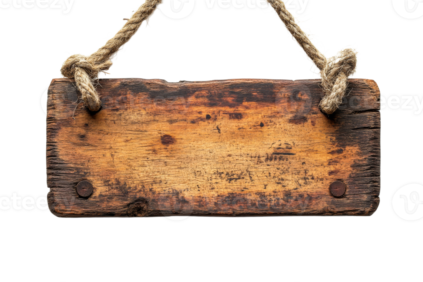 Rustic wooden sign hanging with rope png