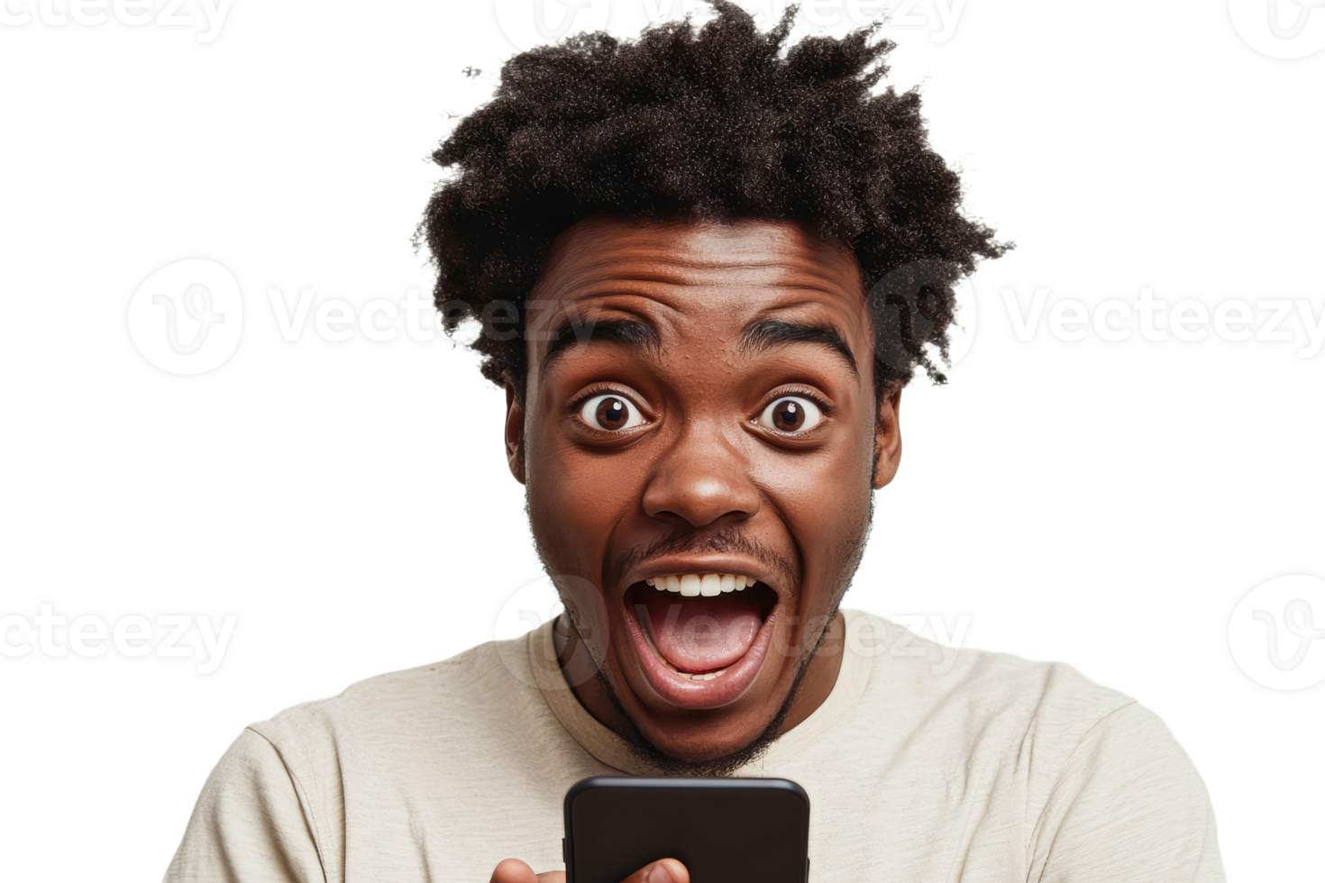 Excitement while using a smartphone at home png