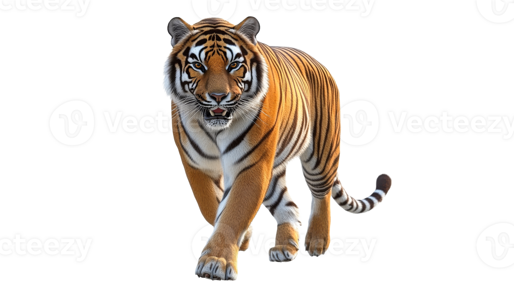 Tiger striding boldly in the wild png