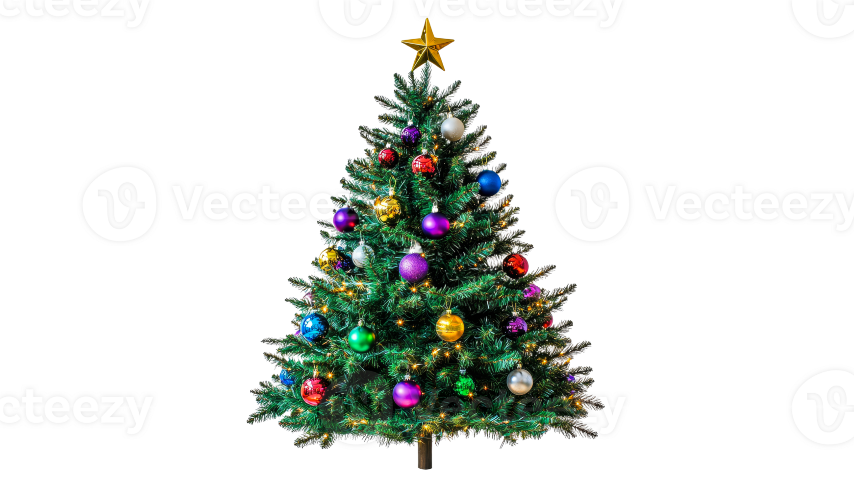 Colorful Christmas tree with ornaments png