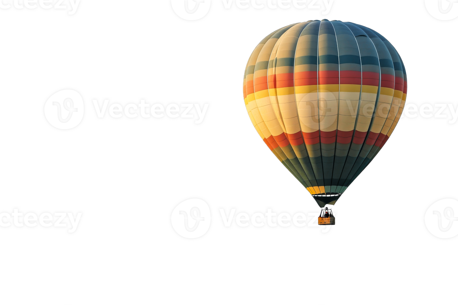 Colorful hot air balloon soaring in blue sky png
