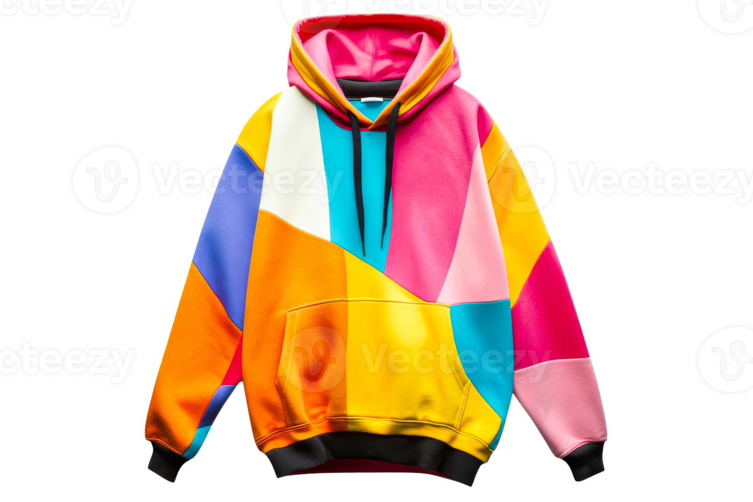 Vibrant geometric patterned hoodie png
