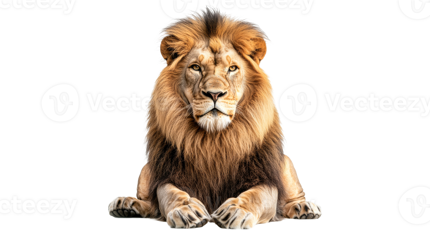 Majestic lion resting in serene posture indoors png