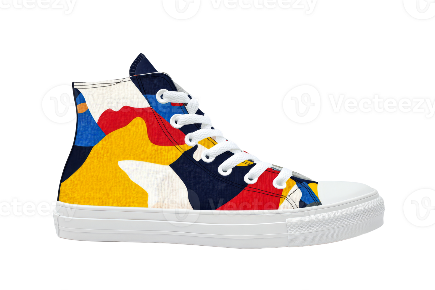 Colorful high top sneakers in modern design png