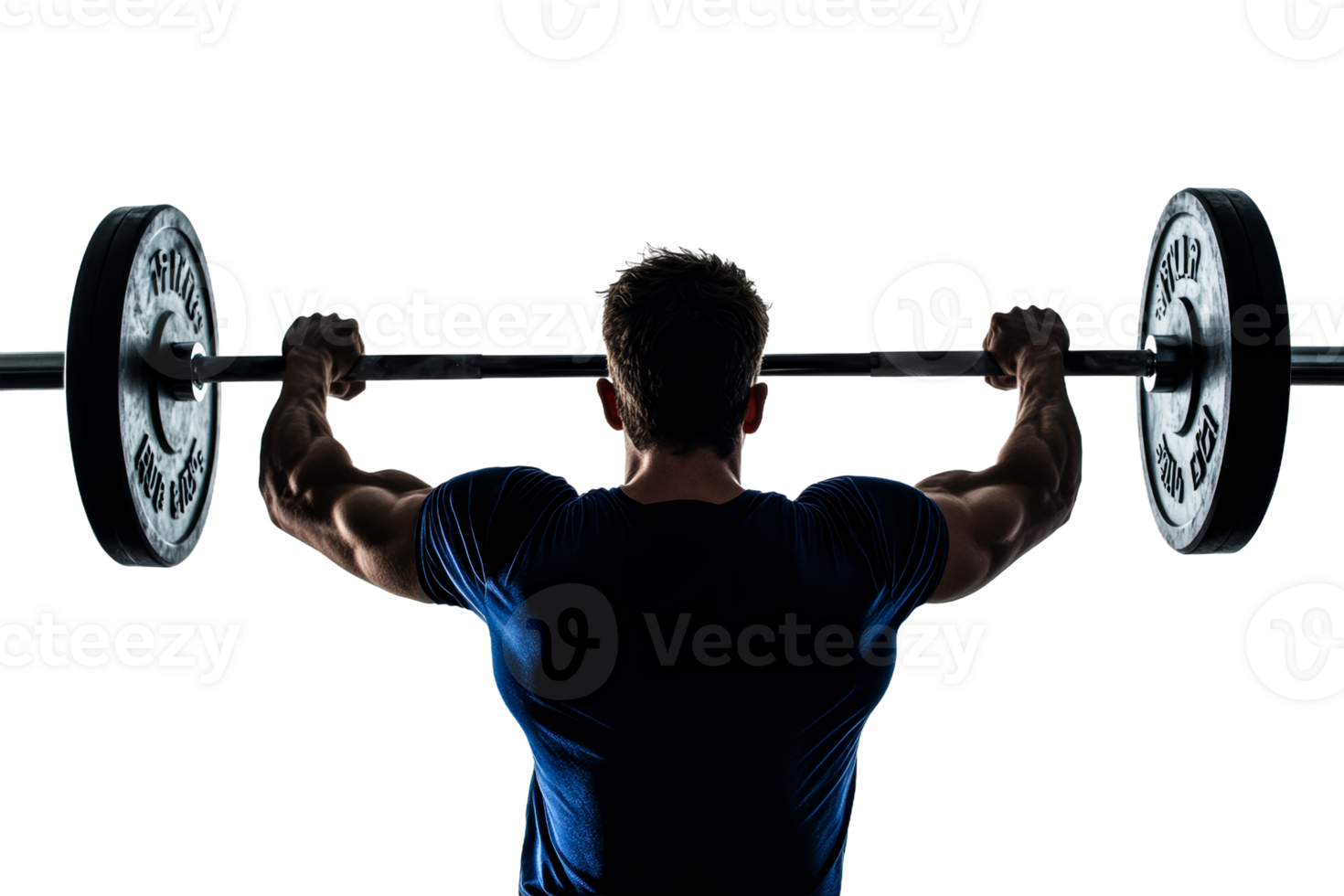 Strong man lifting weights in gym sunlight png