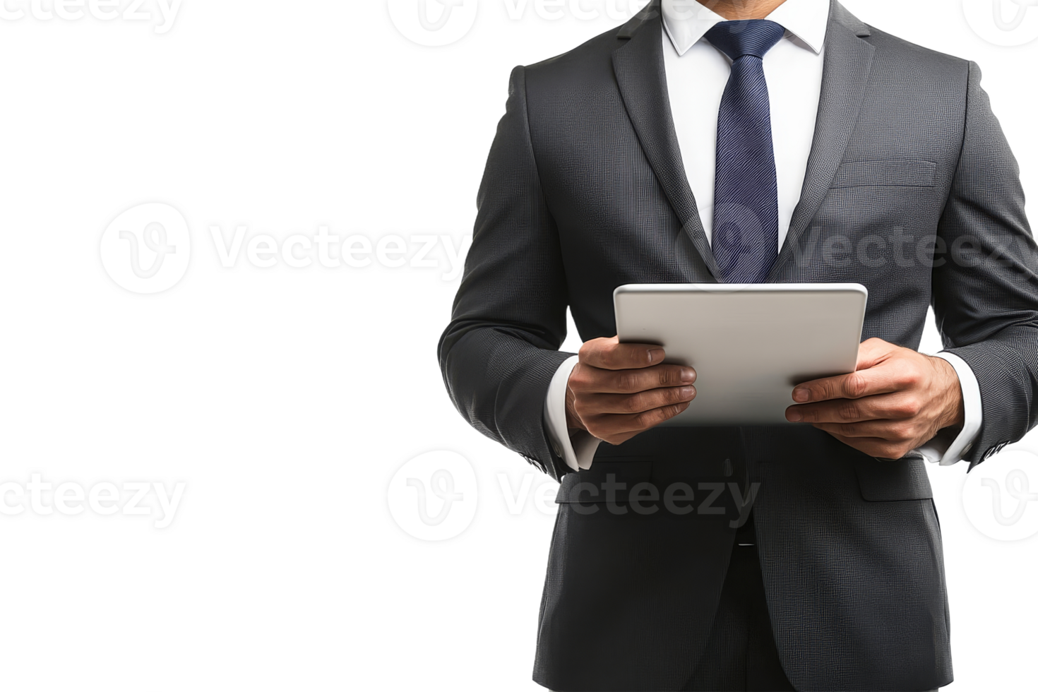 Pro in formal wear using a tablet png