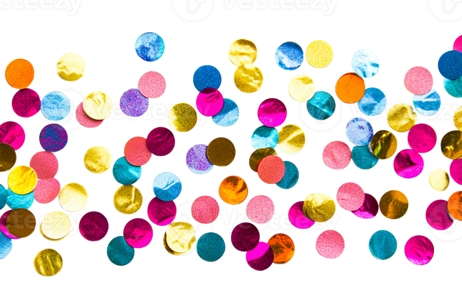Brightly colored confetti spreads across a surface png