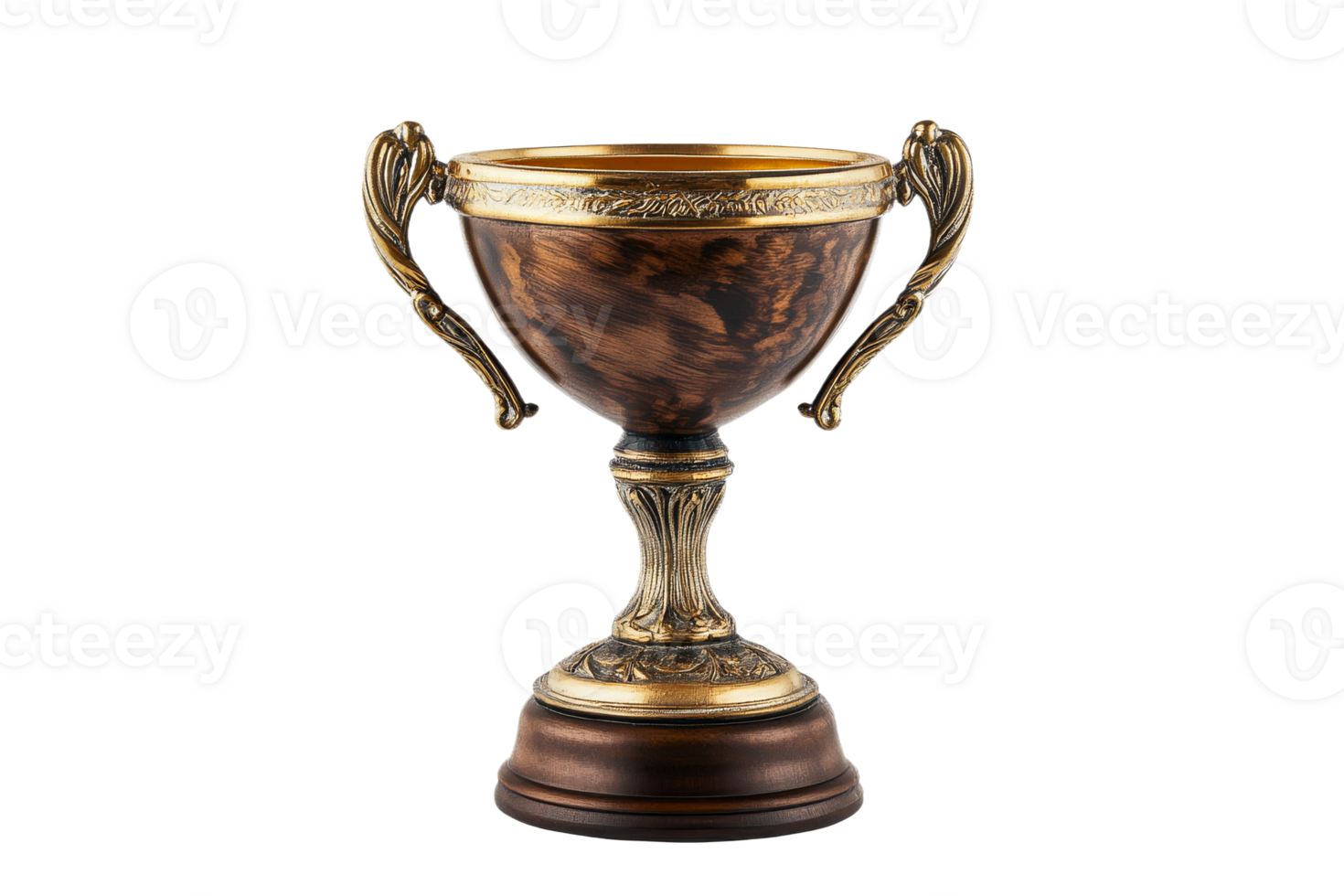 Ornate golden trophy on display png