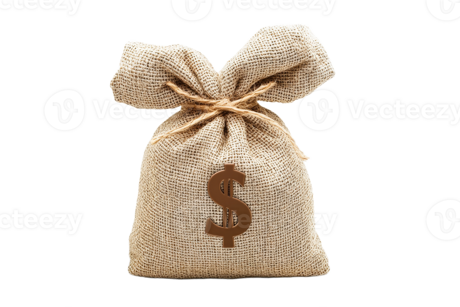 Burlap sack filled with money symbol on bag png