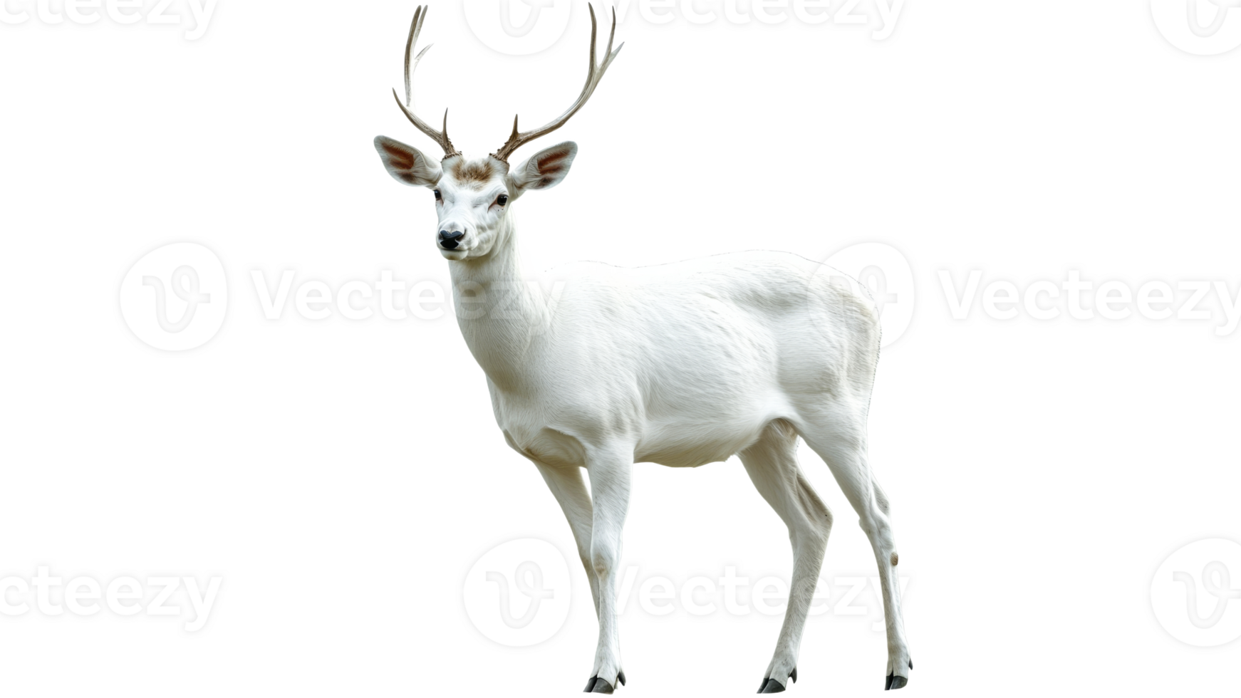White deer standing in a serene natural setting png