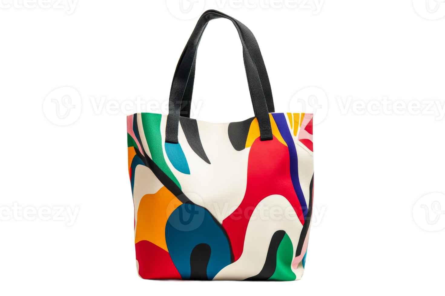 Colorful tote bag with vibrant abstract design png