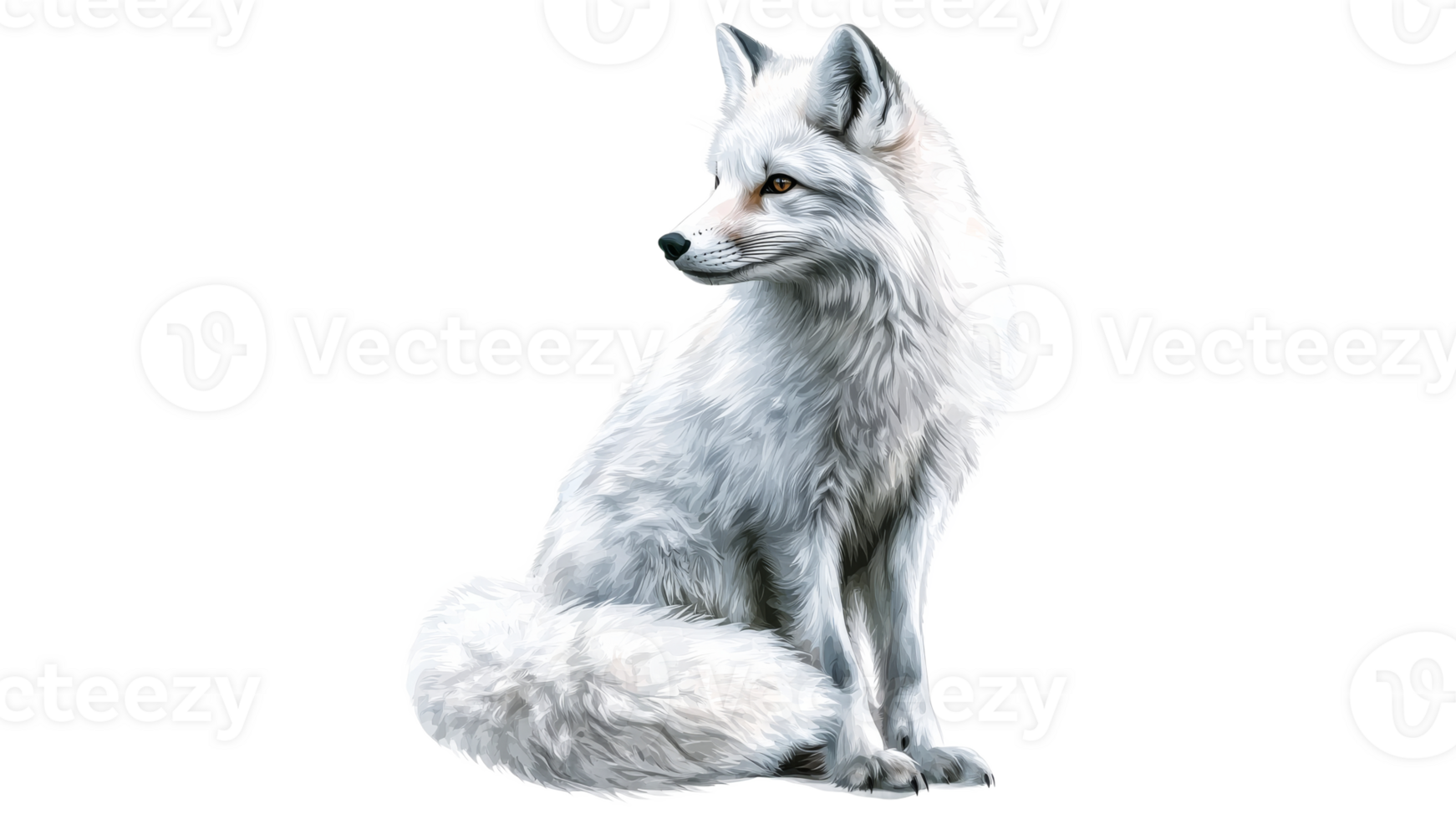 Arctic fox sitting gracefully in winter landscape png