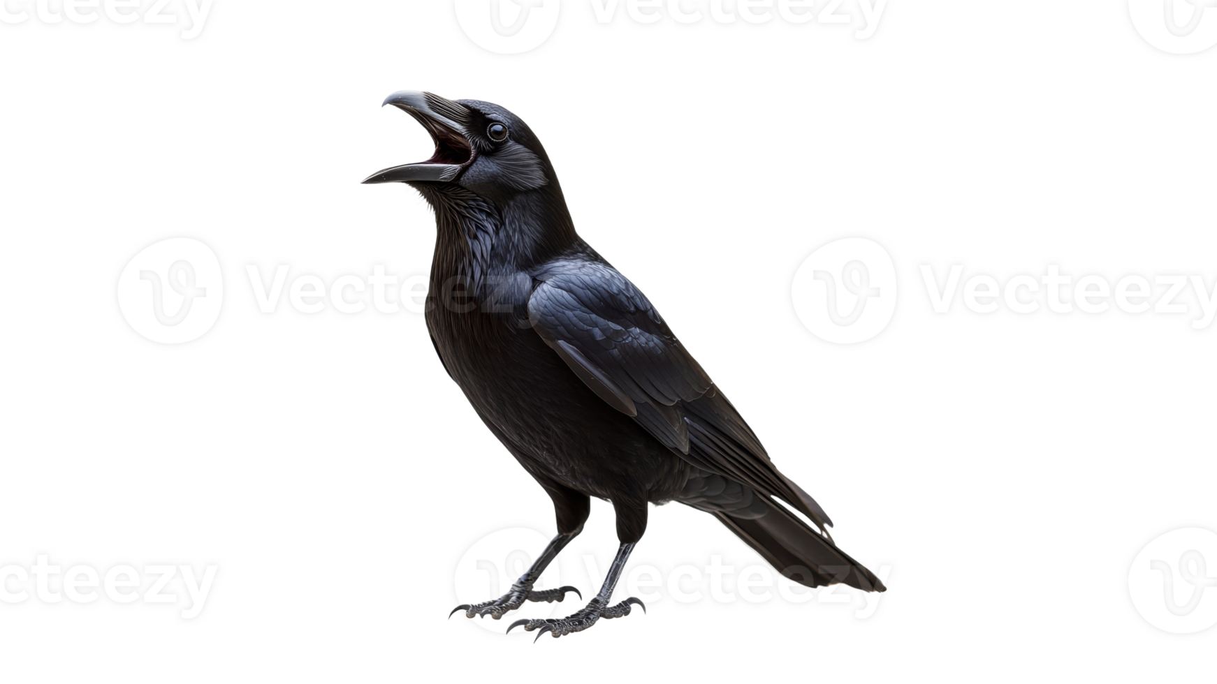 Black raven calling loudly in a bright setting png