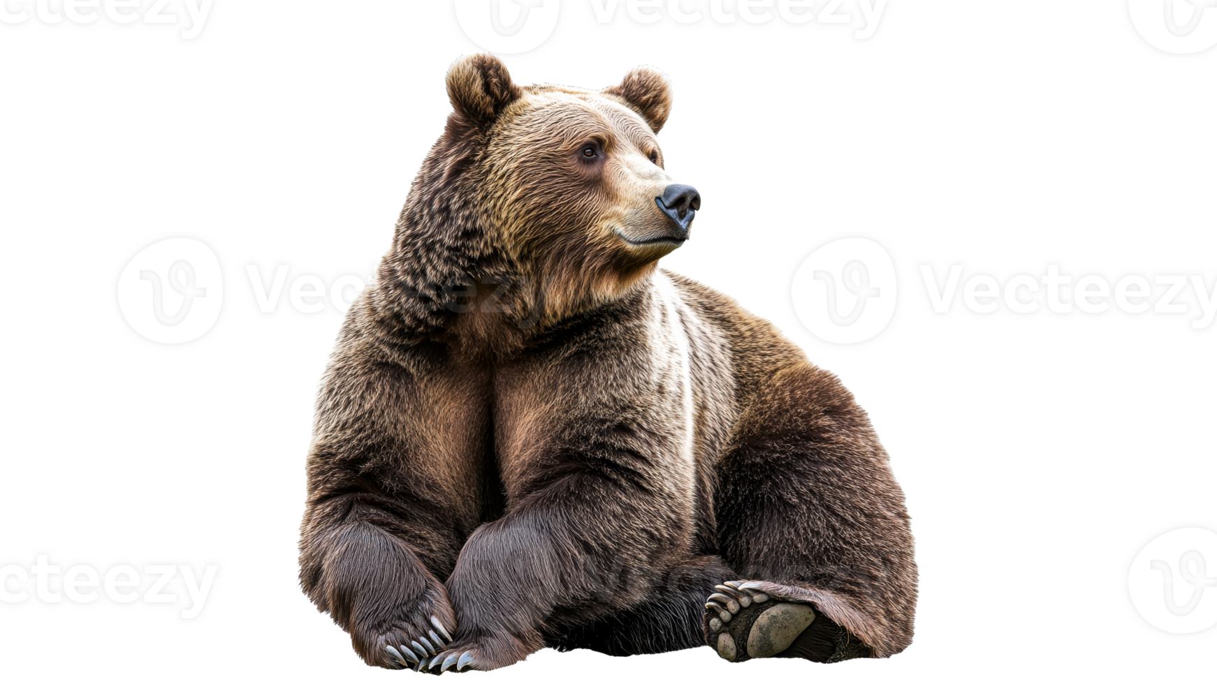 Grizzly bear resting in serene posture png
