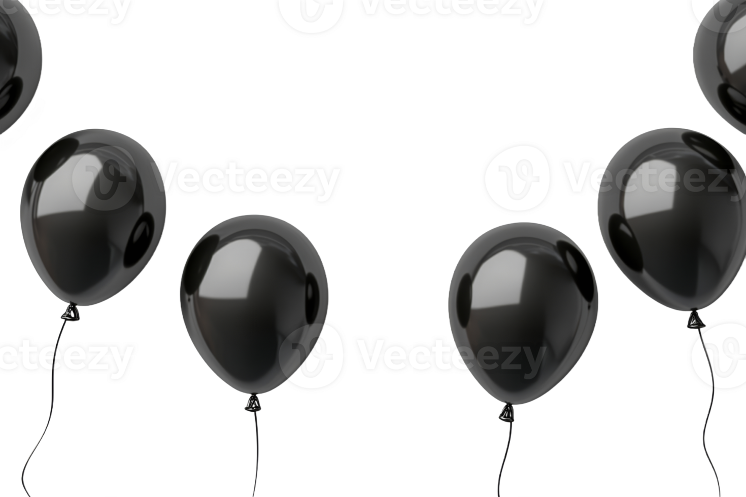 Black balloons create a striking party ambiance png