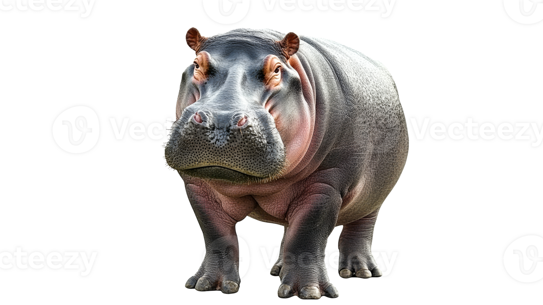 Large hippopotamus standing on a plain png