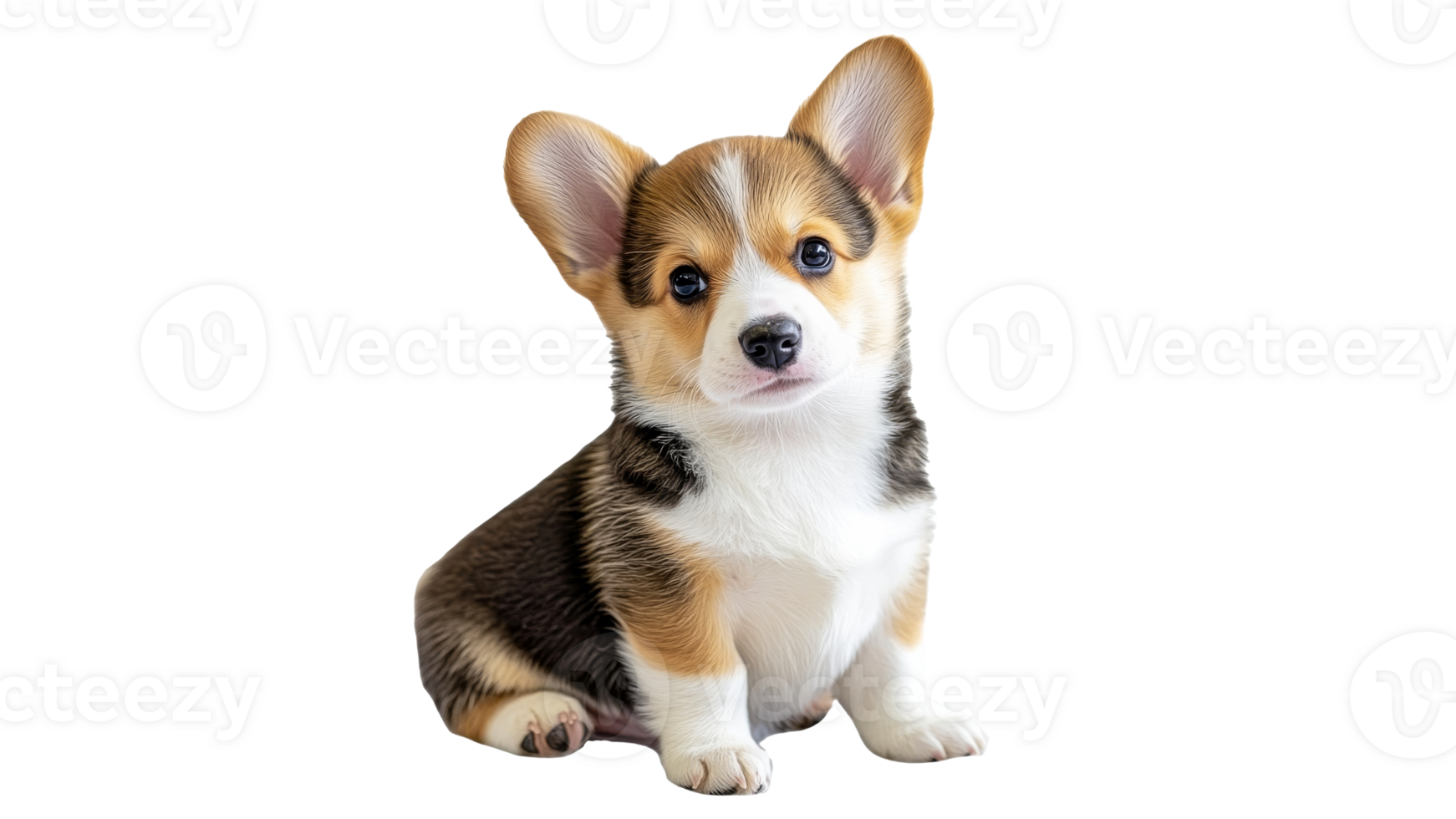 Playful corgi puppy sitting on a white background png