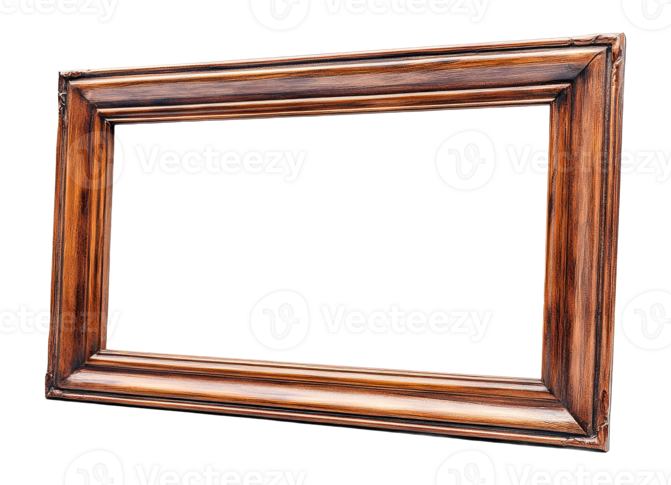 Decorative wooden frame with an empty canvas space png