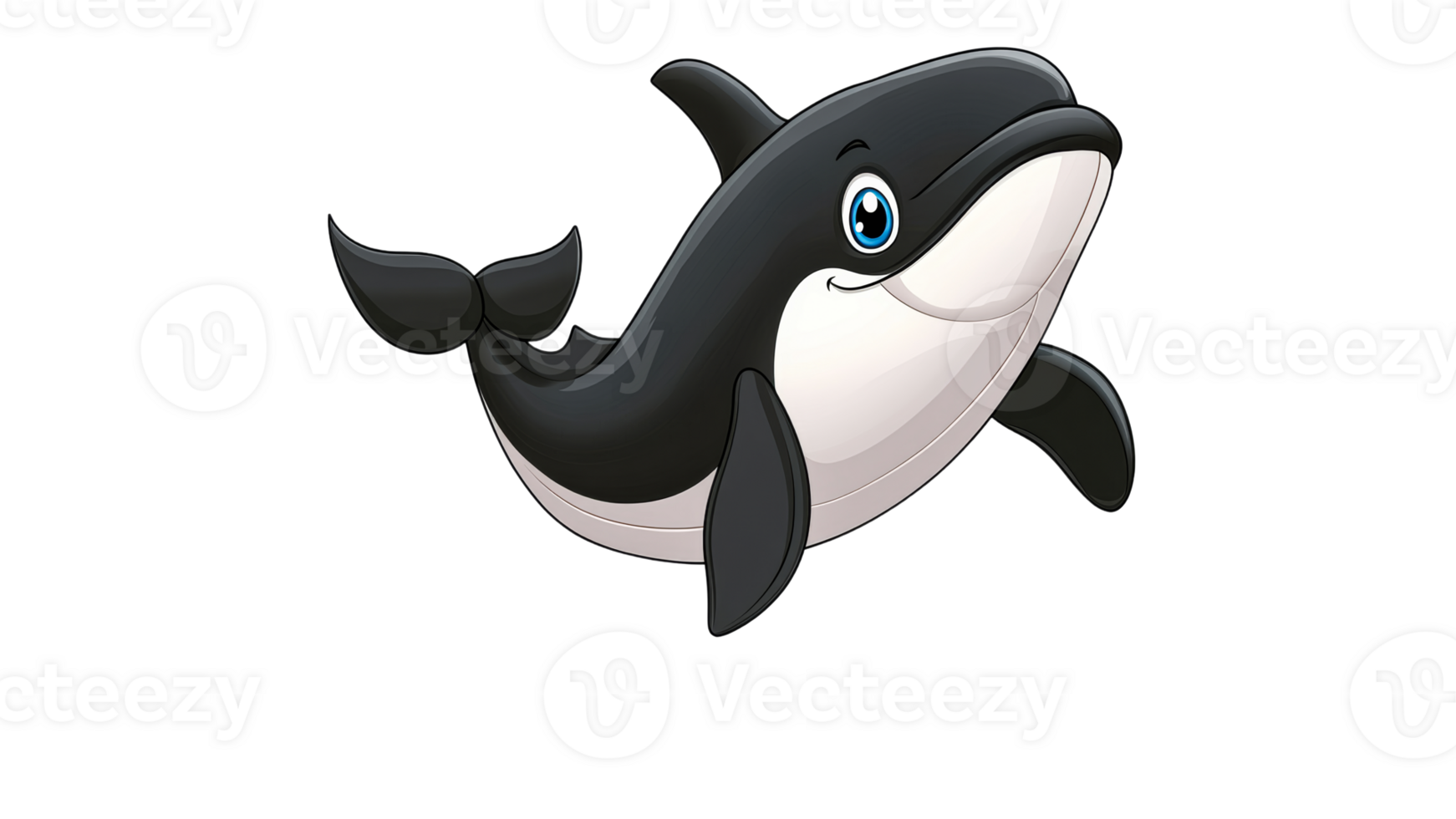Cute cartoon whale swimming in a friendly manner png