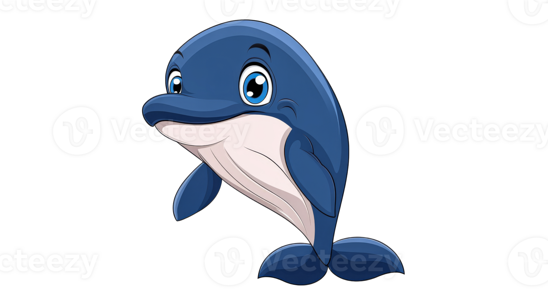 Joyful cartoon dolphin swims in ocean png