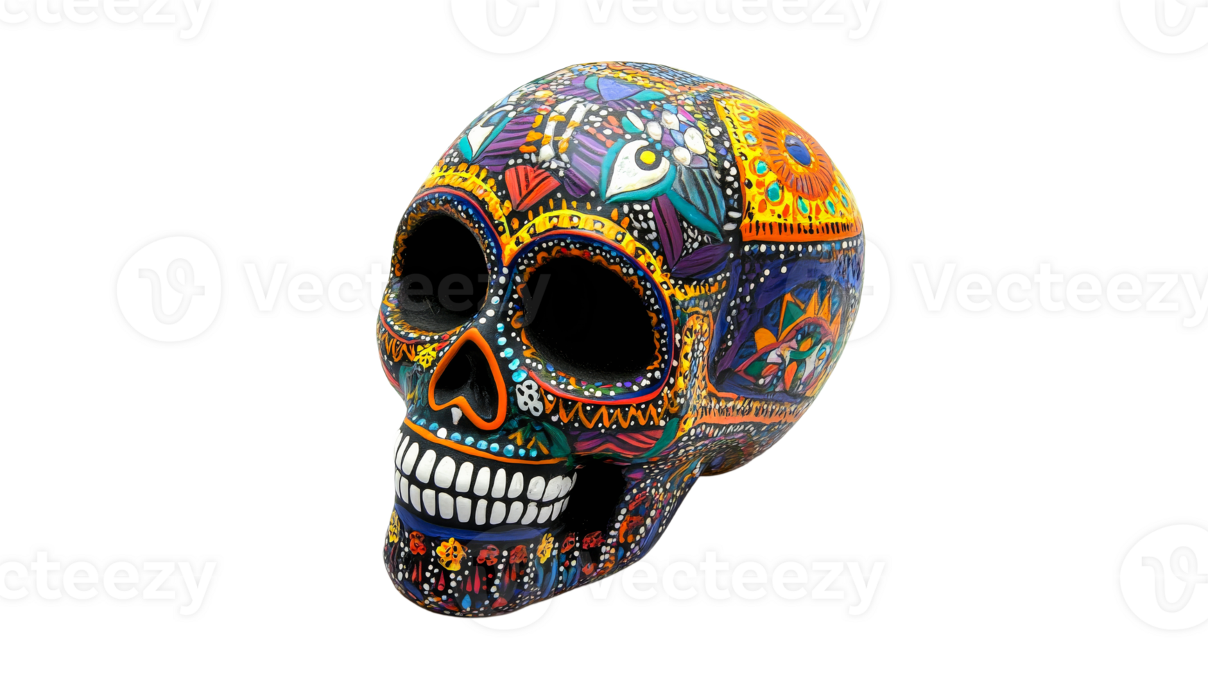 Colorful Day of the Dead sugar skull decoration png