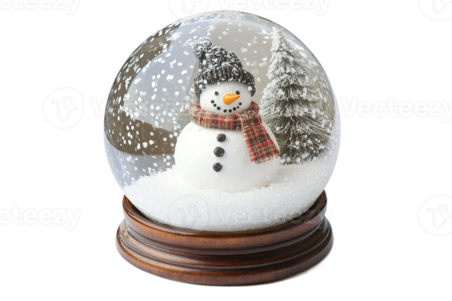 Snowman inside a festive snow globe display png