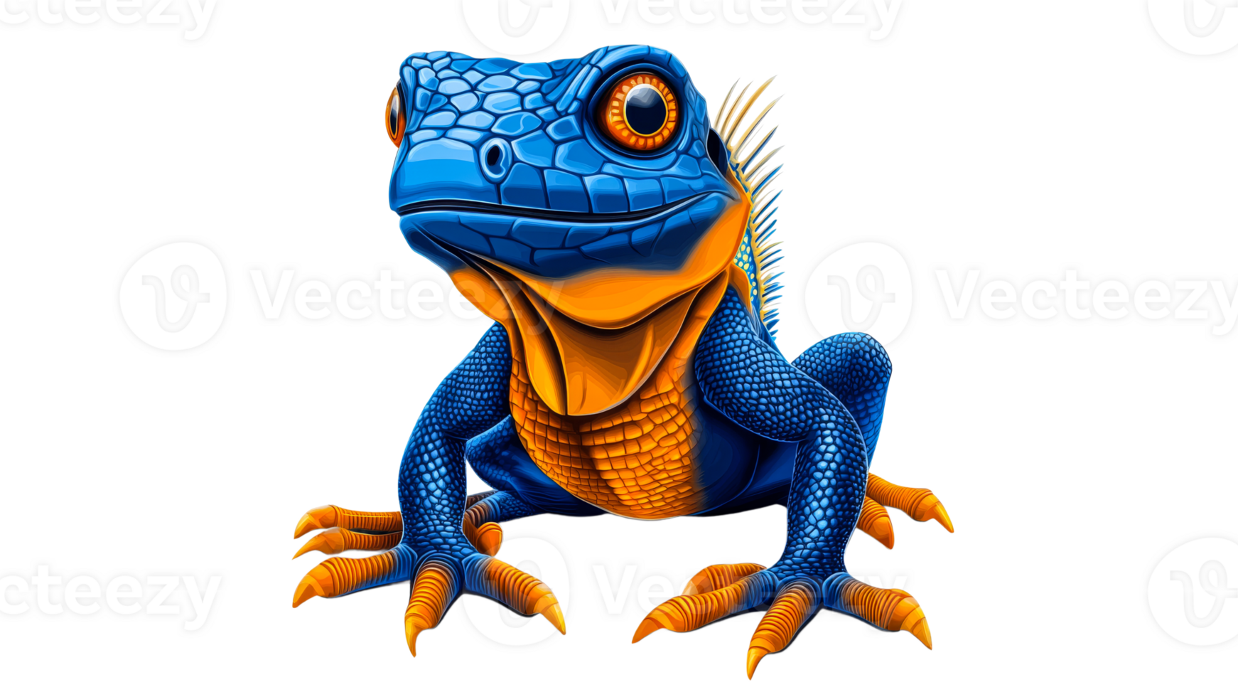 Colorful lizard posing in vibrant colors png