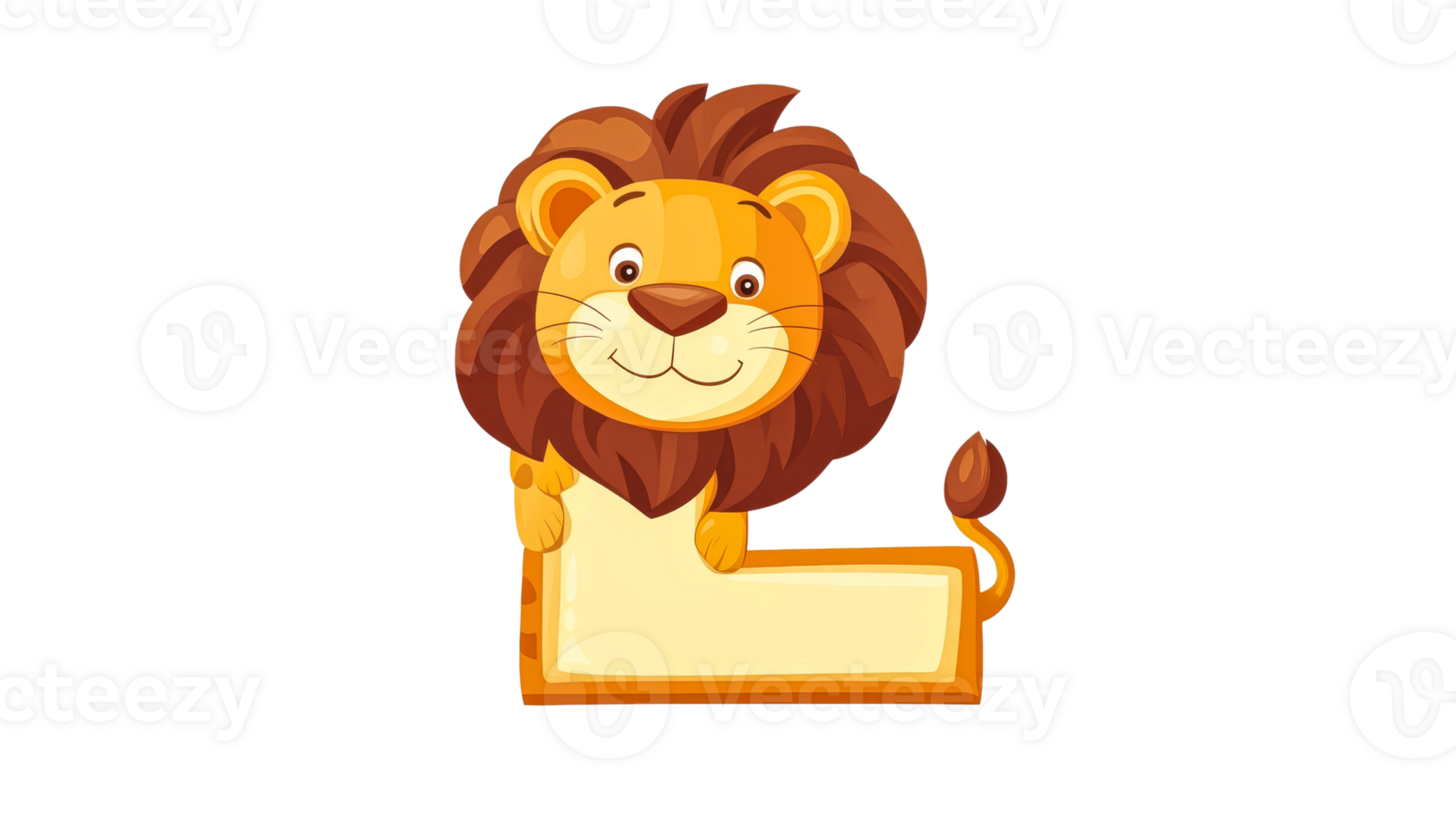 Cartoon lion character with a blank sign png