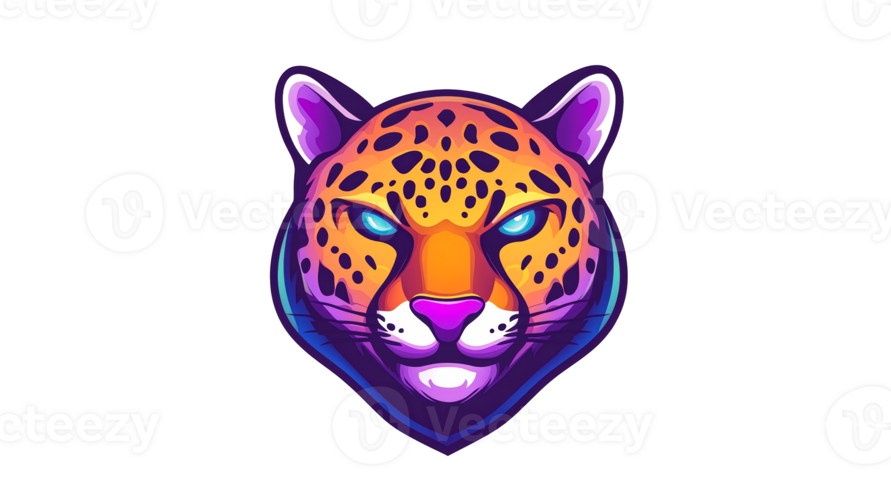 Bright leopard face illustration png