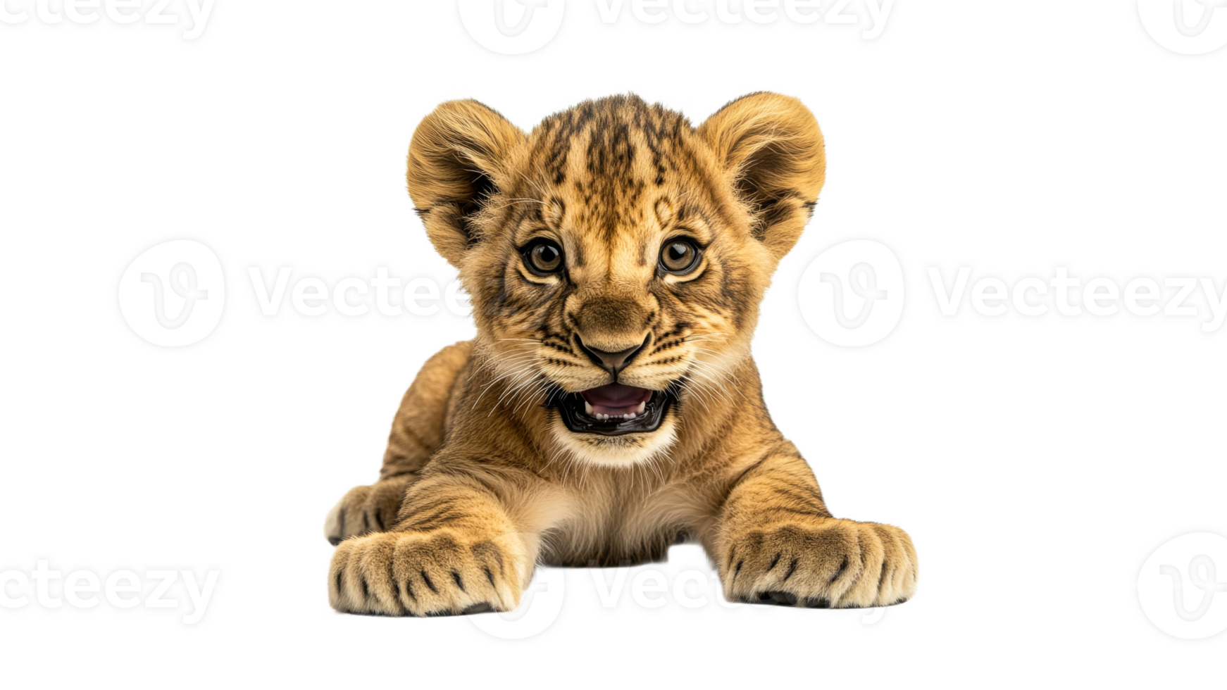 Lion cub resting with playful expression png