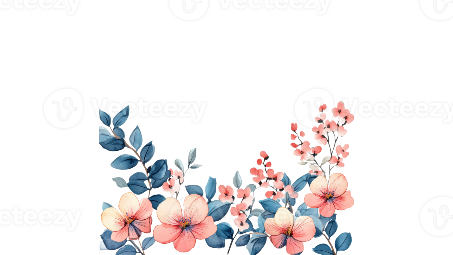 Soft colored floral arrangement with leaves png