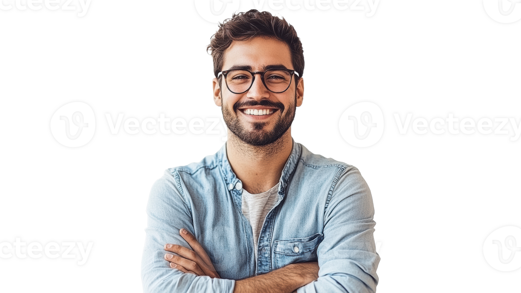 Smiling man with glasses in casual attire png