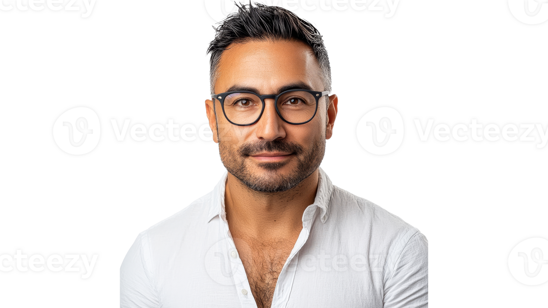 Confident man with glasses posing for a portrait png