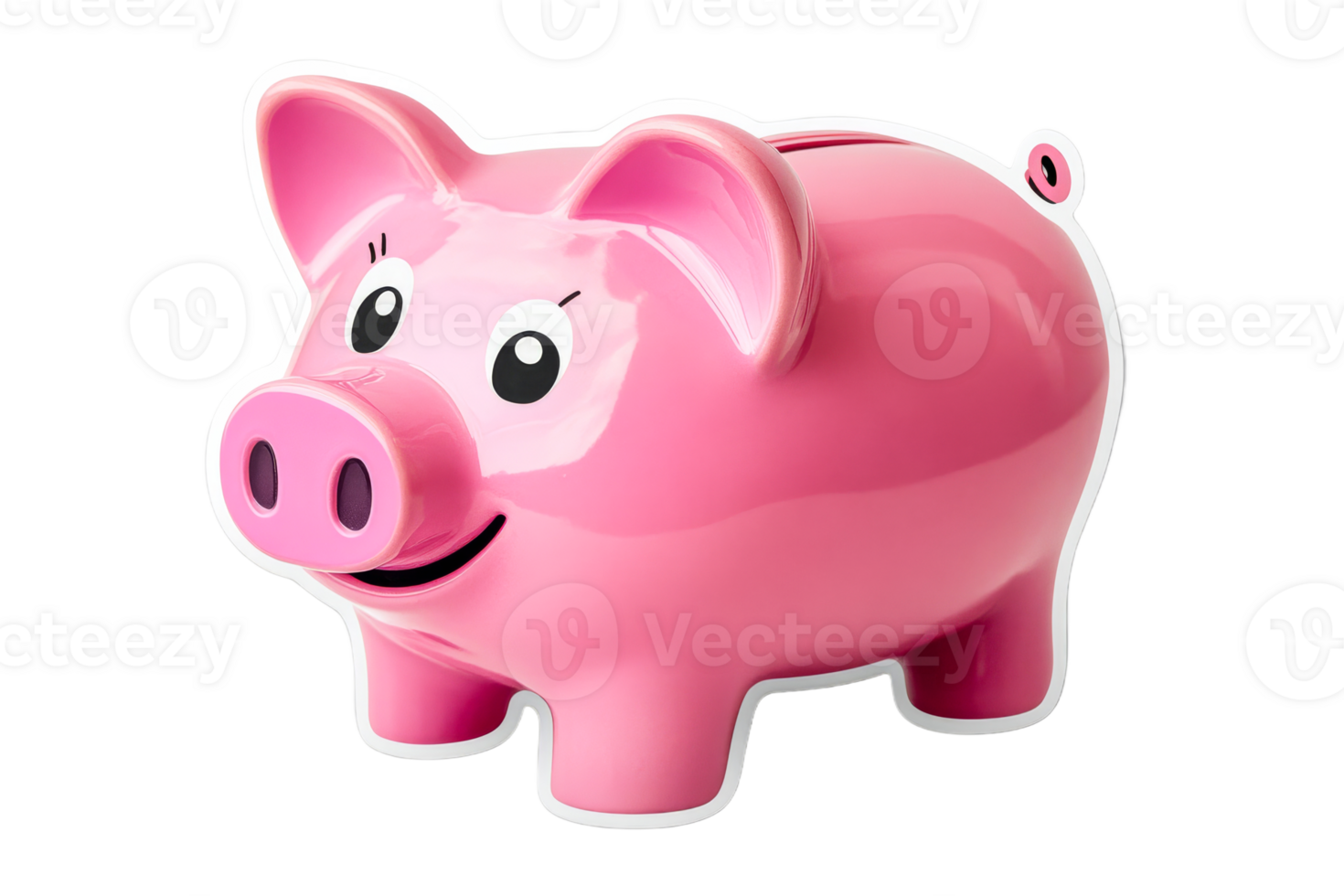 Happy pink piggy bank ready to save coins png
