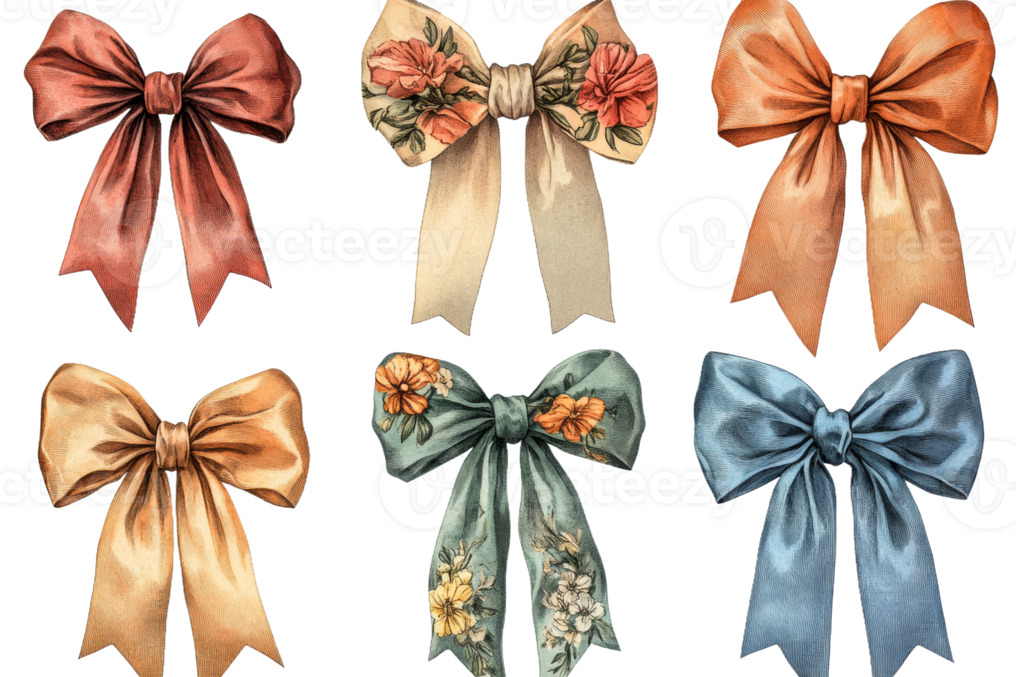 Decorative bows in various colors and designs png