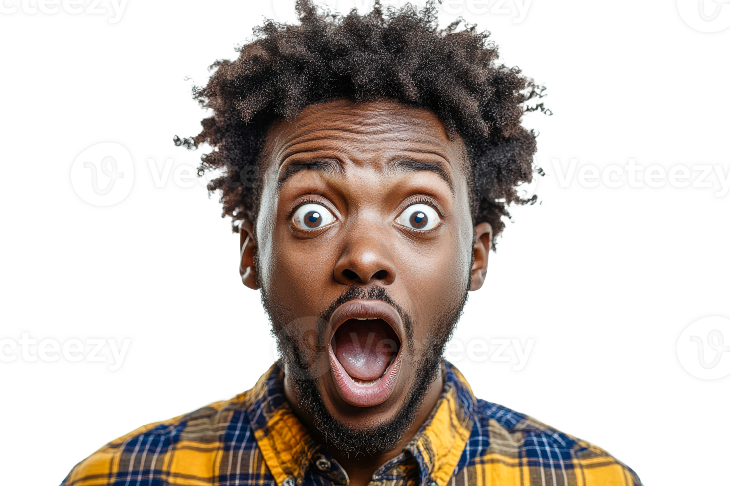 Man shows shock with wide eyes, open mouth png
