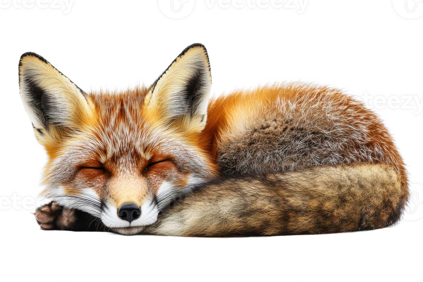 Red fox resting peacefully in a cozy position png