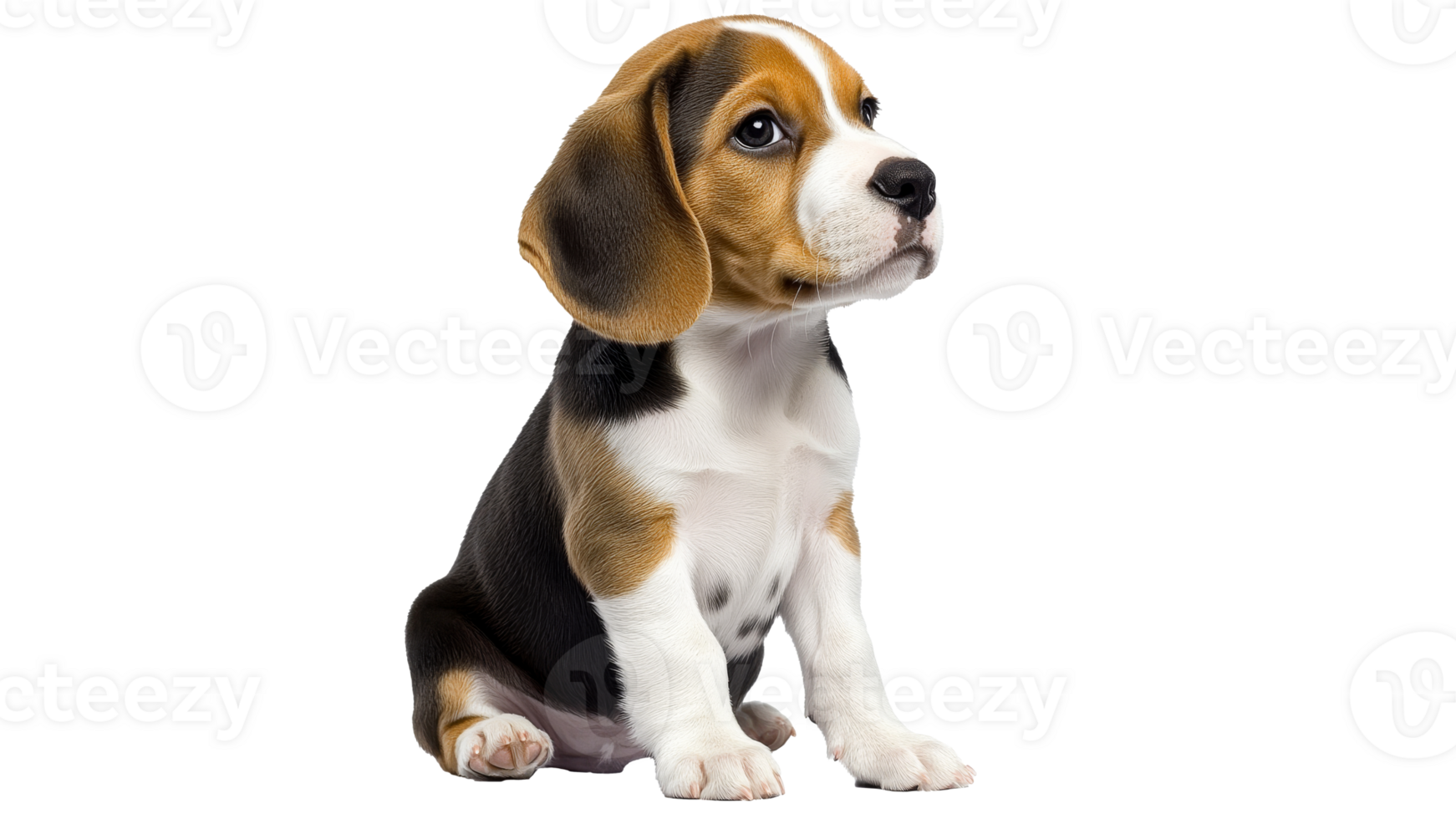 Cute beagle puppy sitting on a white background png