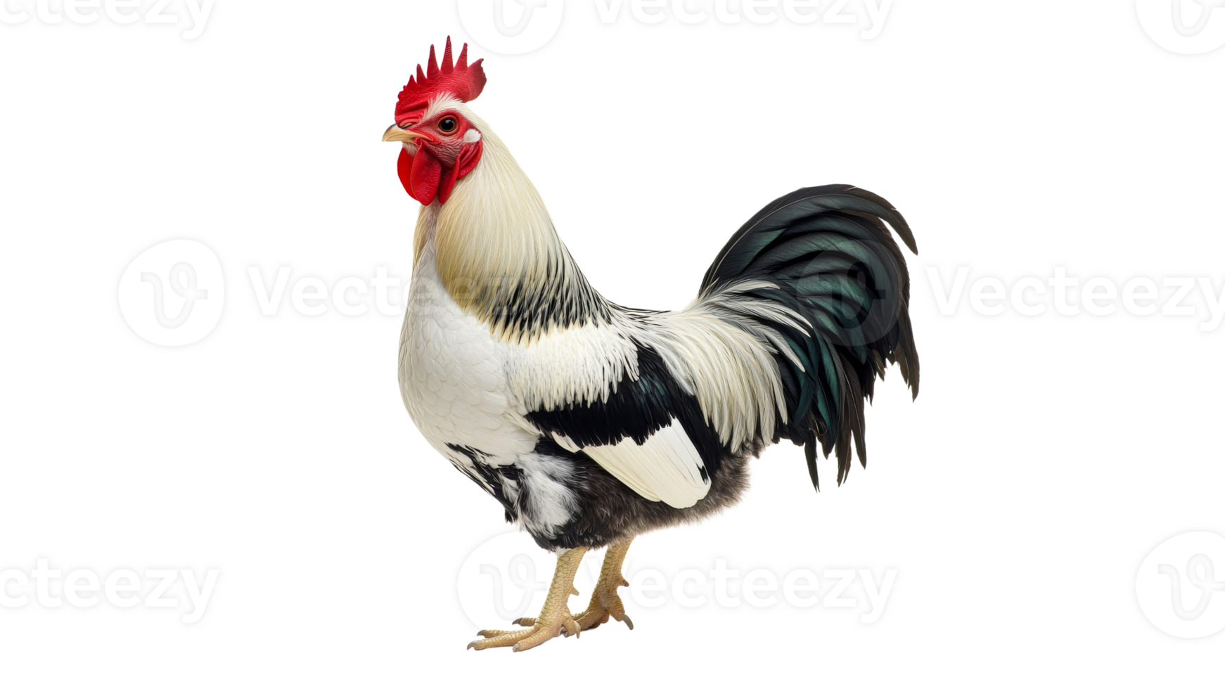 Unique rooster stands tall with vibrant plumage png
