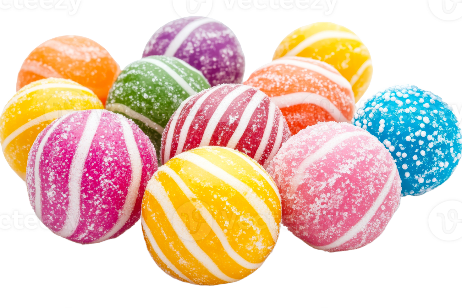Colorful candy balls on white background png