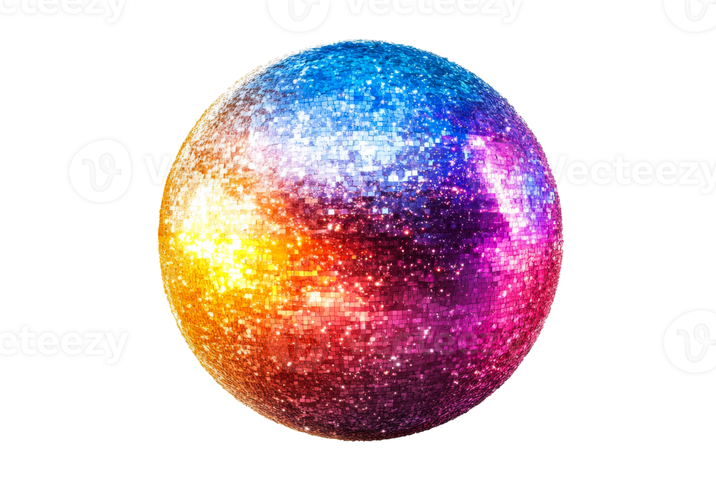 Reflective disco ball casting vibrant light png