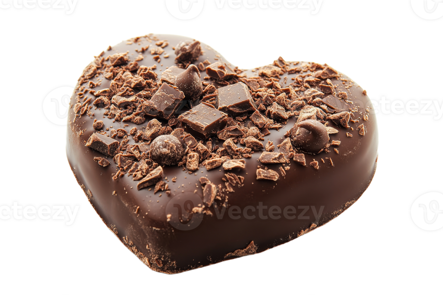 Heart shaped chocolate confection with toppings png