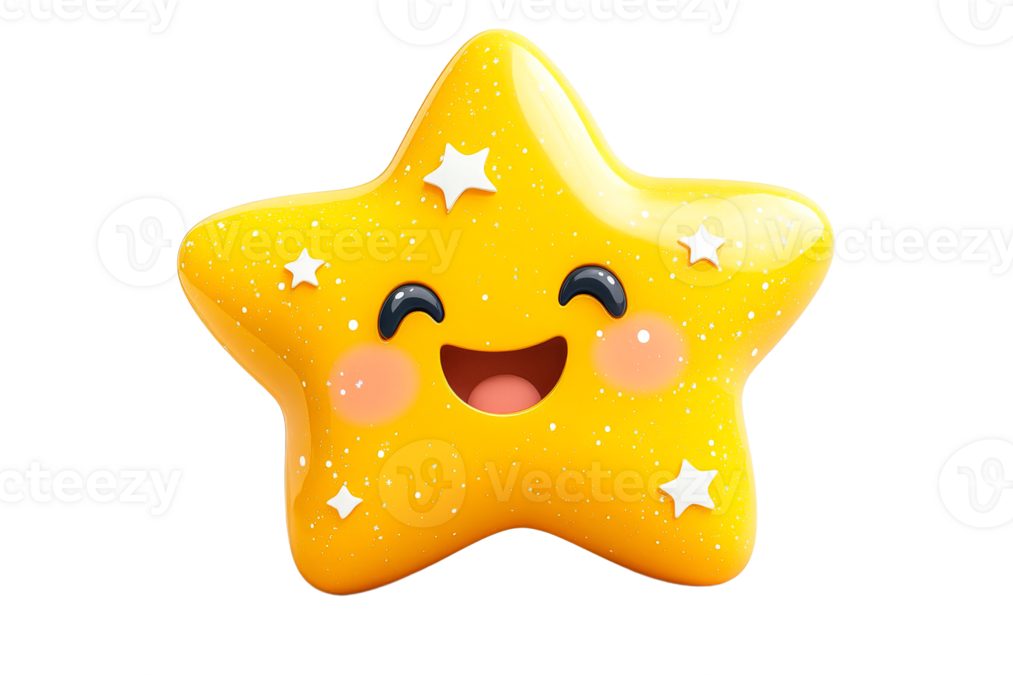 Joyful yellow star with a smile png
